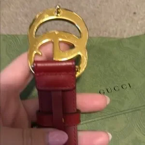 Authentic Gucci Crimson Belt with Gold GG Emblem Size 80 Gucci | Accessories | Authentic Gucci Crimson Belt With Gold  main image 3